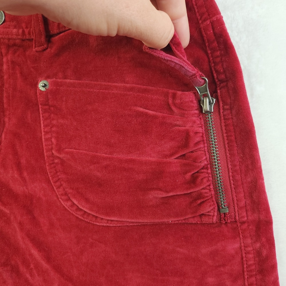Vintage 90s Guess Velour Micro Mini Skirt Womens 27 Red Cargo Utility Whimsigoth - Picture 4 of 13